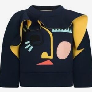 Raspberry Plum Dress Girl 2Y Blue Pullover Face Ruffle School Preppy Modern 80s